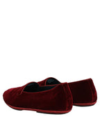 Maroon Velvet Slip On Men Flats Loafers Shoes