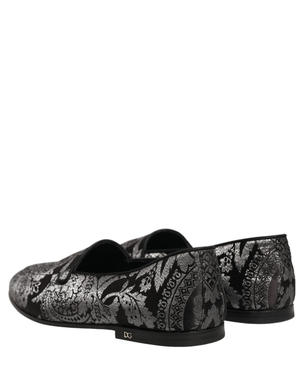 Silver Jacquard Leather Slip On Loafers Shoes