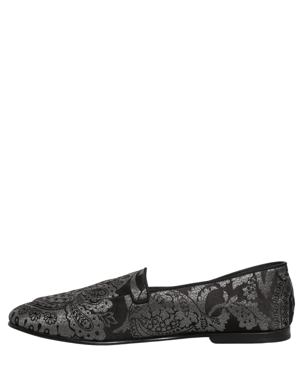 Silver Jacquard Leather Slip On Loafers Shoes