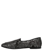 Silver Jacquard Leather Slip On Loafers Shoes
