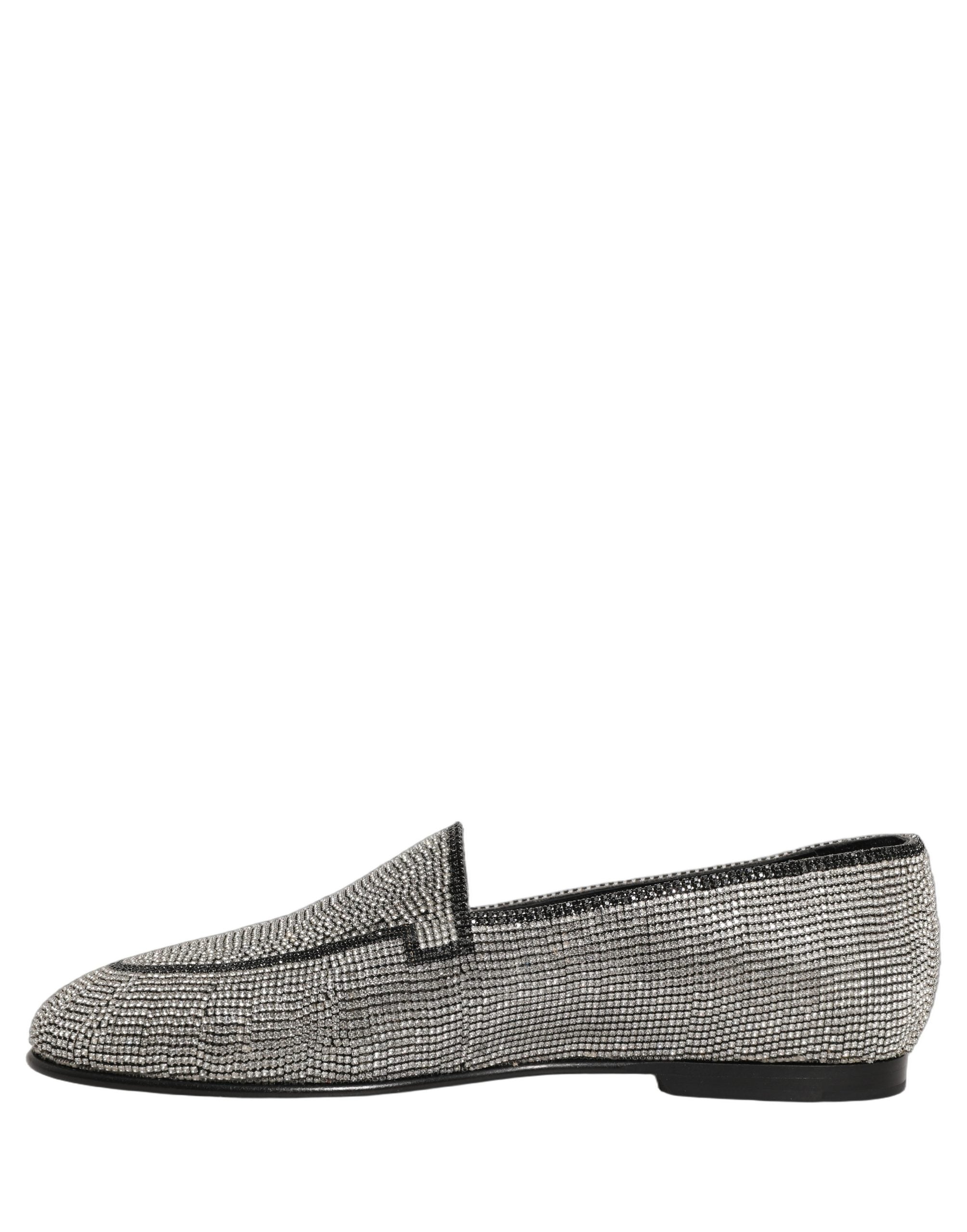 Silver Crystal Embellished Men Loafers Shoes
