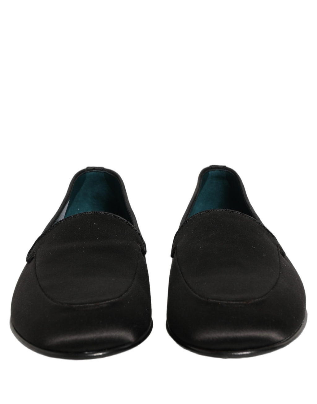 Black Satin Logo Slip On Flats Loafers Shoes