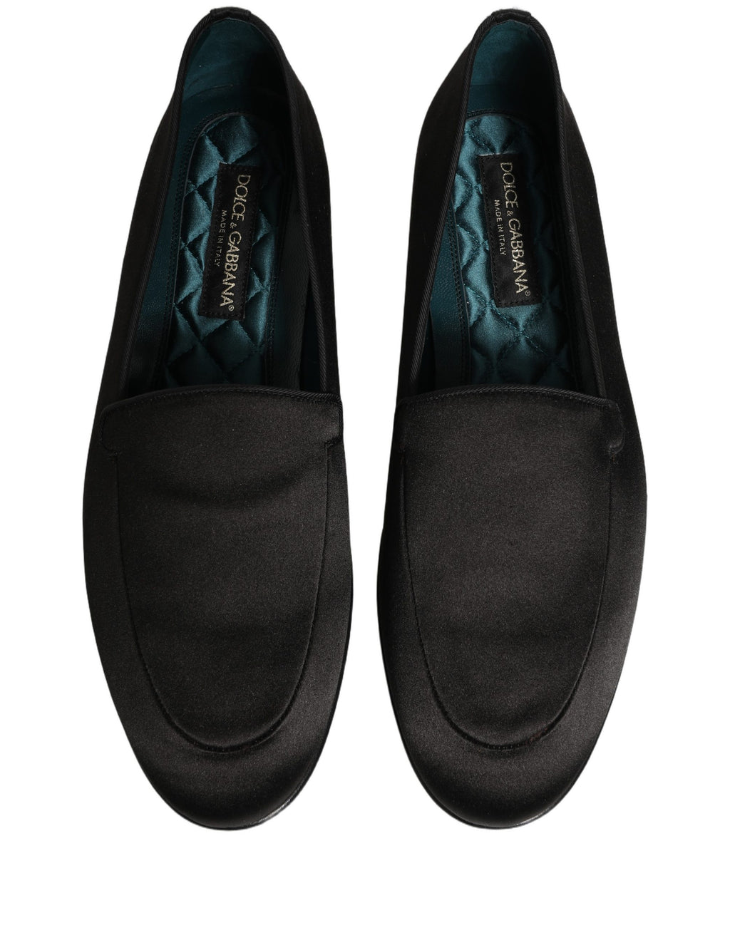 Black Satin Logo Slip On Flats Loafers Shoes