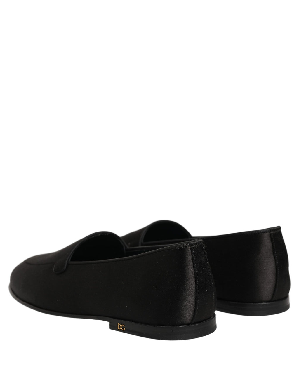 Black Satin Logo Slip On Flats Loafers Shoes