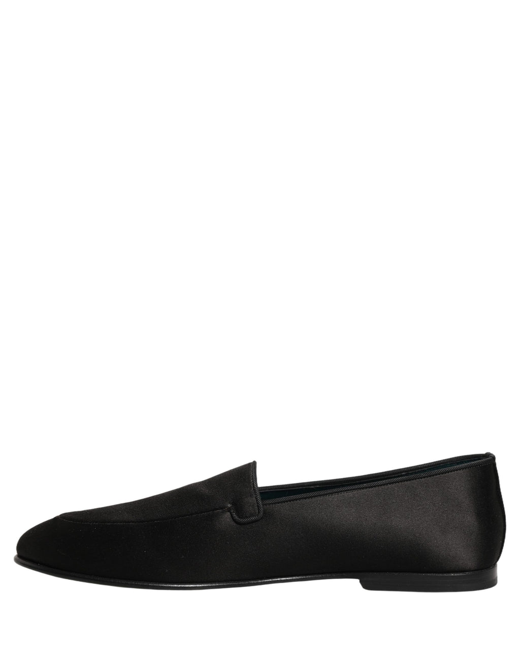 Black Satin Logo Slip On Flats Loafers Shoes