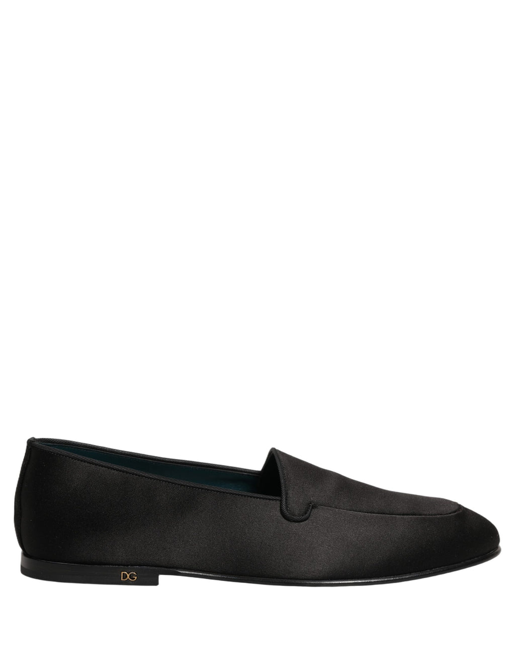 Black Satin Logo Slip On Flats Loafers Shoes