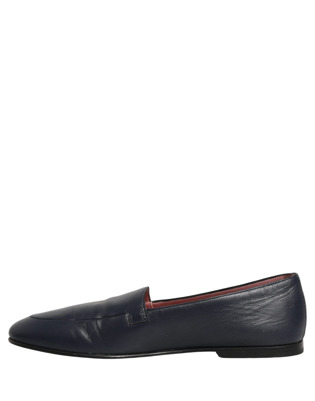 Navy Blue Leather Logo Slip On Loafers Shoes