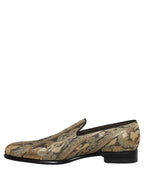 Gold Brocade Slip On Men Dress Loafers Shoes