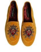 Yellow Velvet DG Heart Loafers Flats Shoes