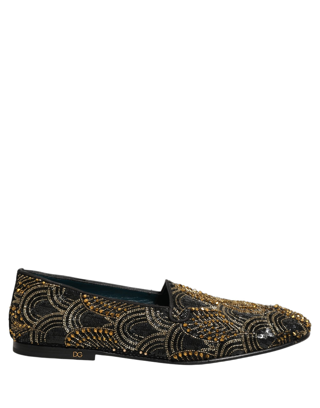Black Gold Embellished Dress Loafers Shoes