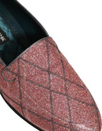 Pink Check Glitter Lurex Logo Loafers Shoes