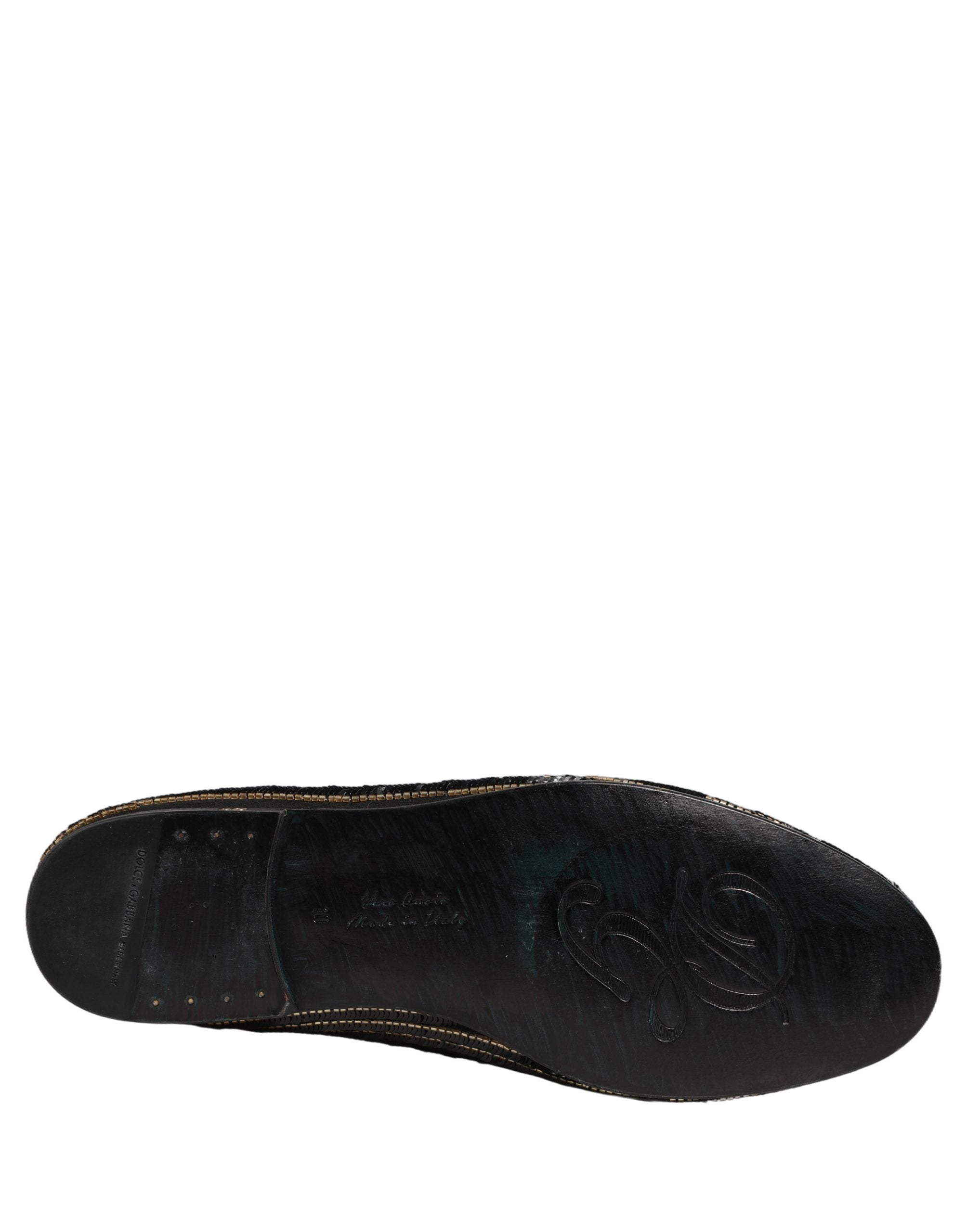 Black Gold Sequined Men Dress Loafers Shoes