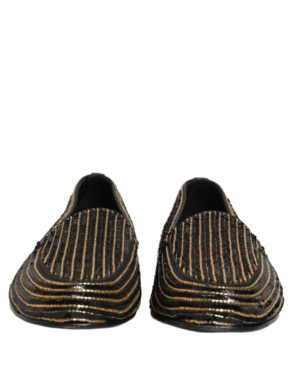 Black Gold Sequined Men Dress Loafers Shoes