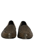 Black Gold Sequined Men Dress Loafers Shoes