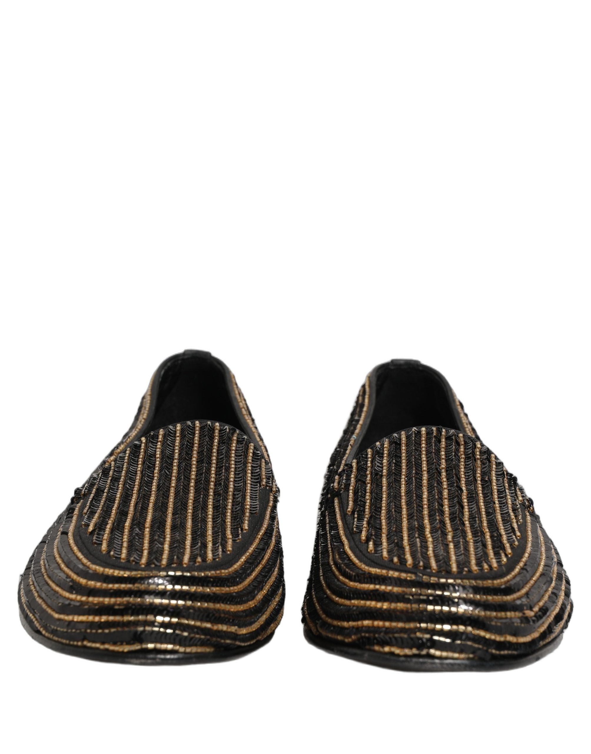 Black Gold Sequined Men Dress Loafers Shoes