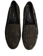 Black Gold Sequined Men Dress Loafers Shoes