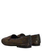 Black Gold Sequined Men Dress Loafers Shoes
