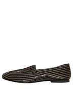 Black Gold Sequined Men Dress Loafers Shoes