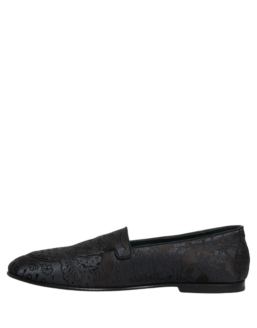 Blue Jacquard Leather Slip On Loafers Shoes