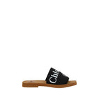 Black Linen Flat Sandals