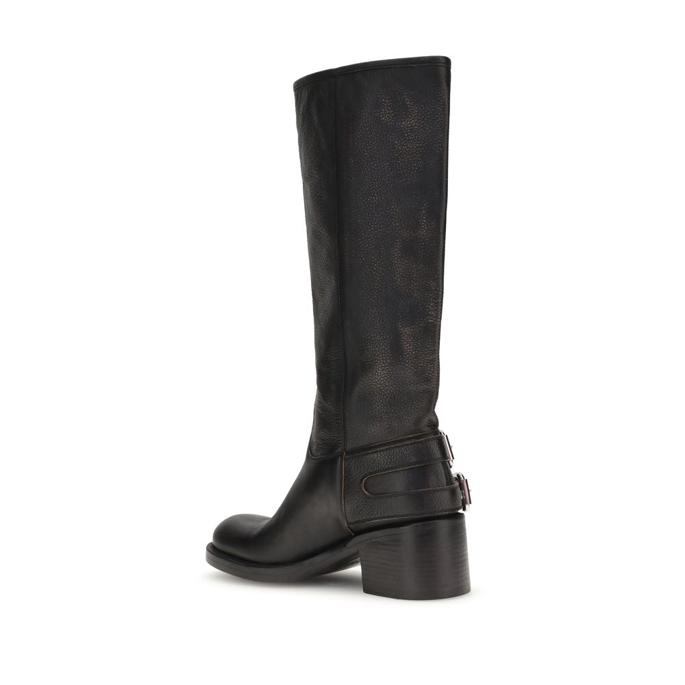 Black Calf Leather Bos Taurus Lace-Up Boots