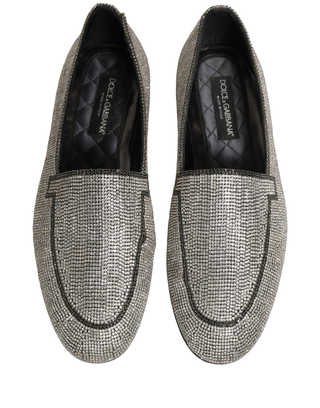 Silver Crystal Embellished Men Loafers Shoes