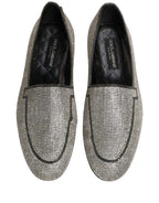 Silver Crystal Embellished Men Loafers Shoes
