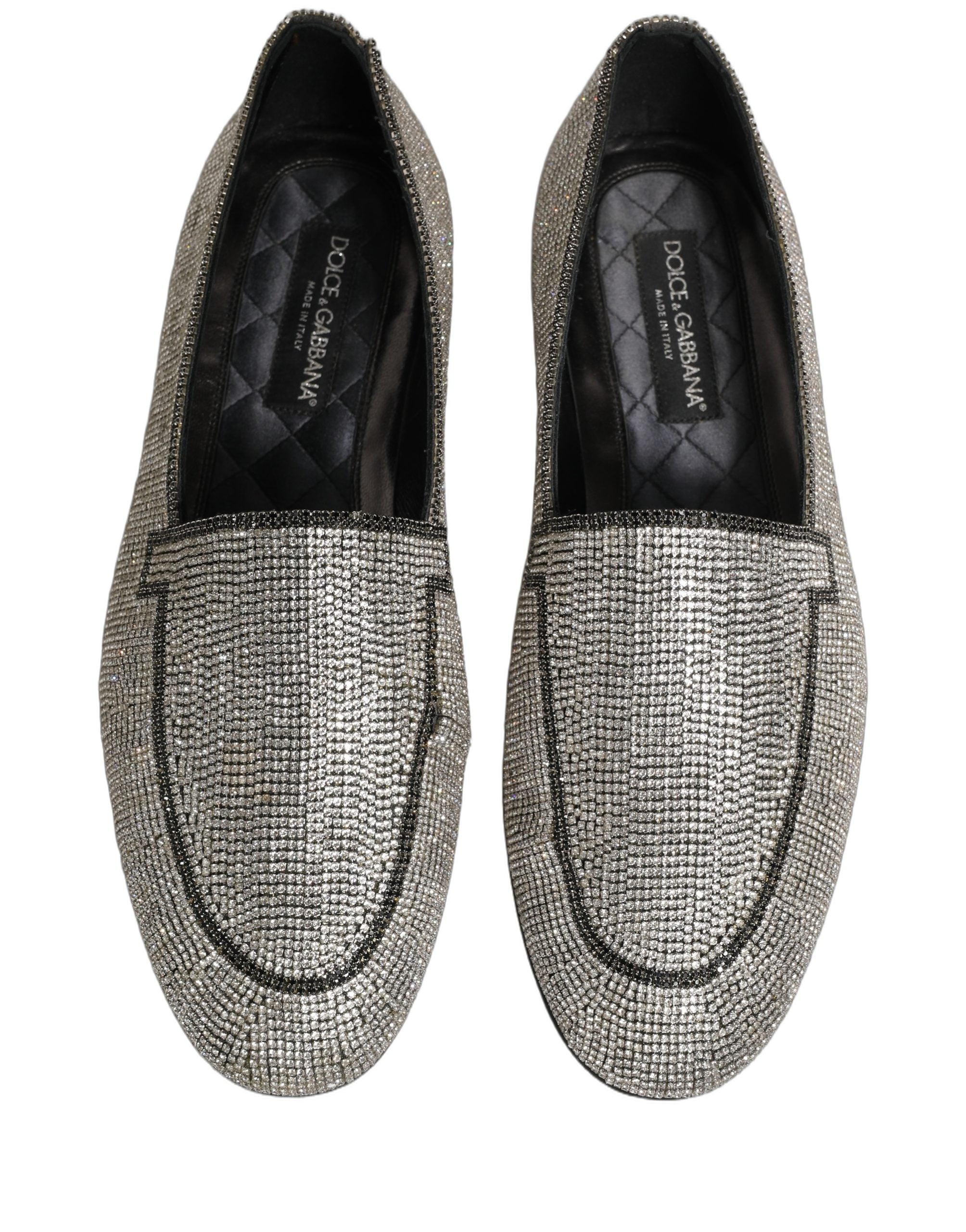 Silver Crystal Embellished Men Loafers Shoes
