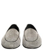 Silver Crystal Embellished Men Loafers Shoes