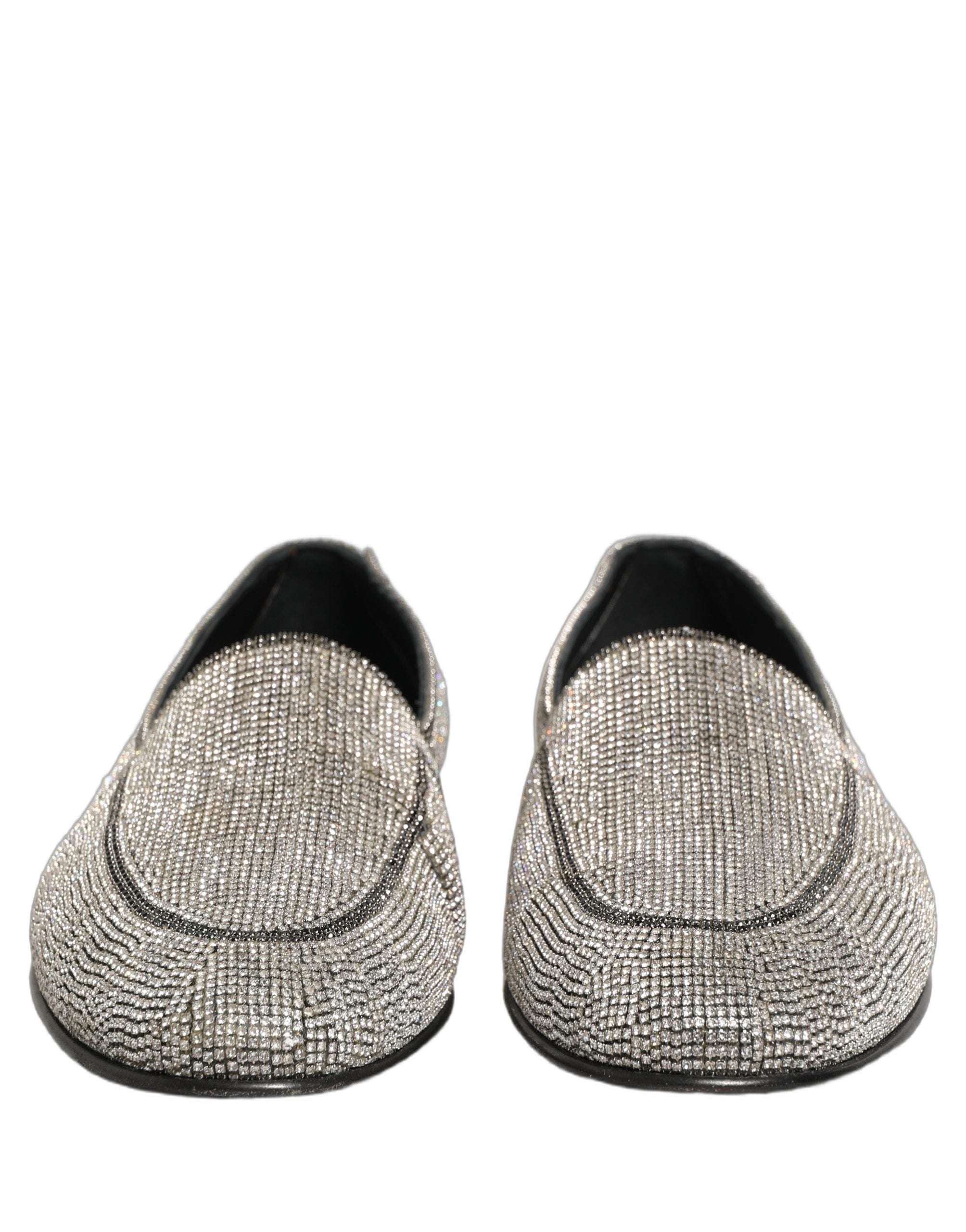 Silver Crystal Embellished Men Loafers Shoes