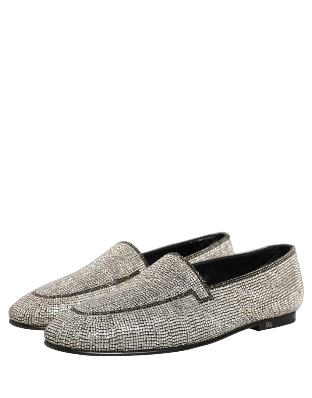 Silver Crystal Embellished Men Loafers Shoes