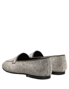 Silver Crystal Embellished Men Loafers Shoes