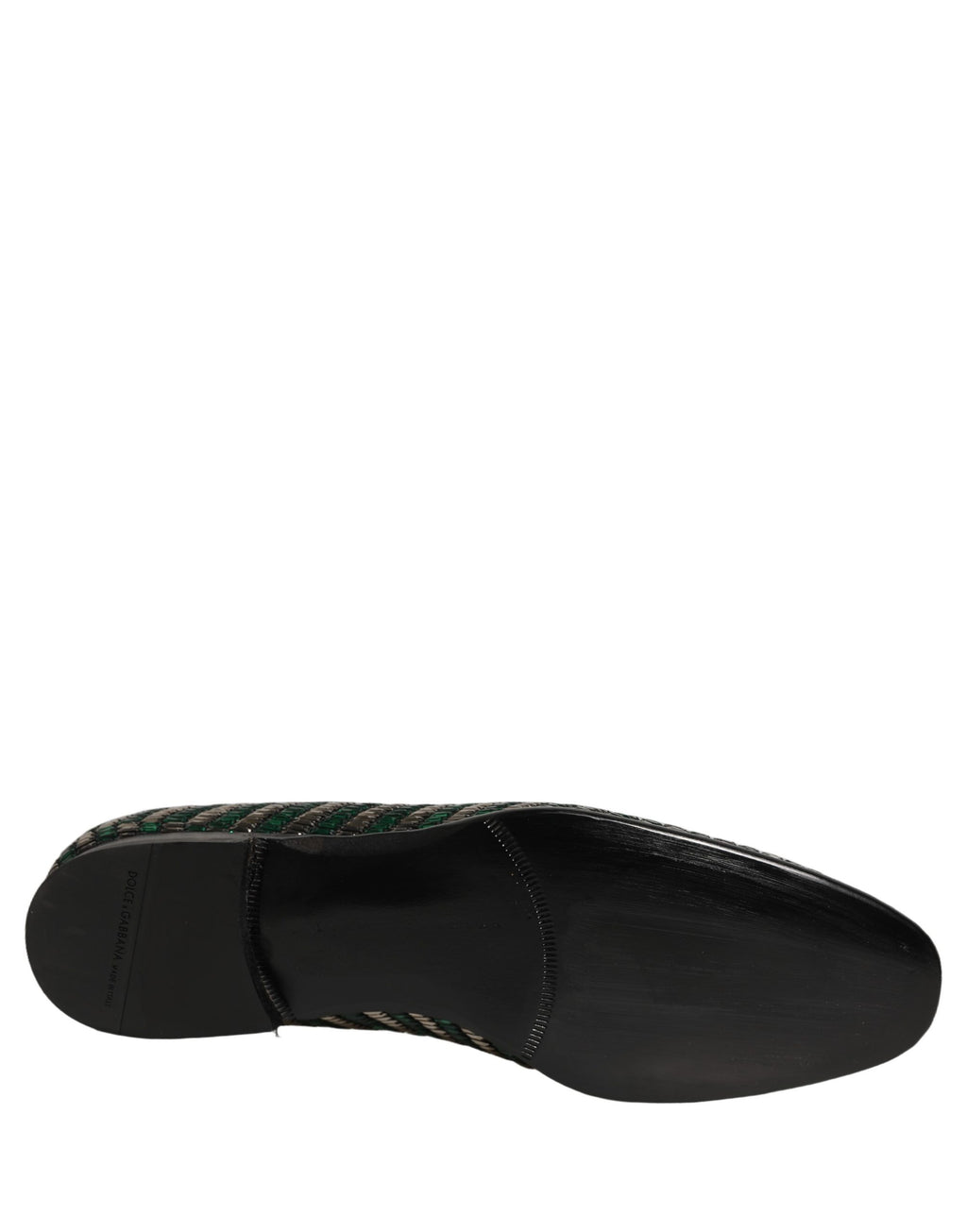 Silver Green Embellished Dress Loafers Shoes