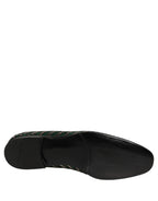 Silver Green Embellished Dress Loafers Shoes