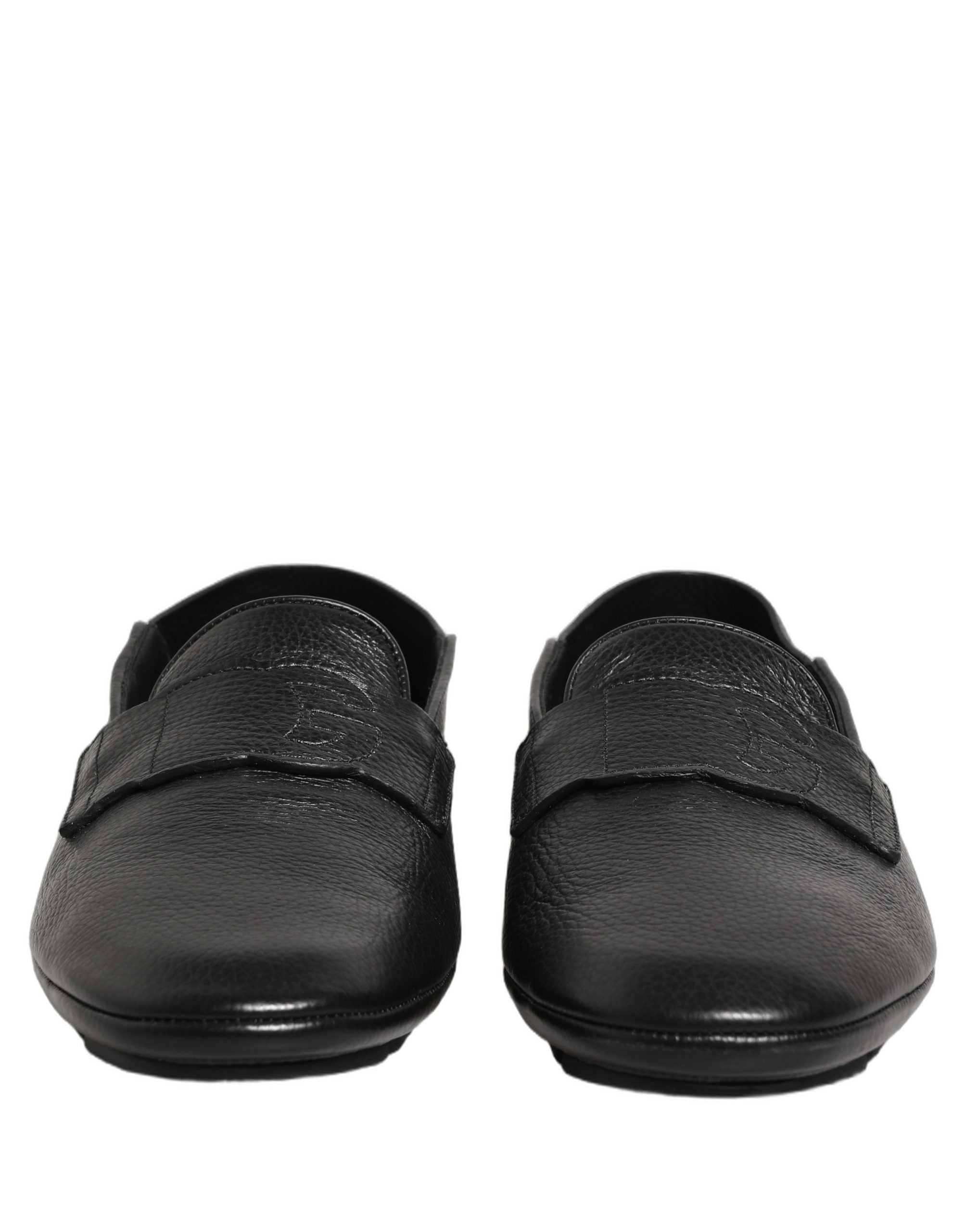 Black Deerskin Leather Driver Loafers Shoes