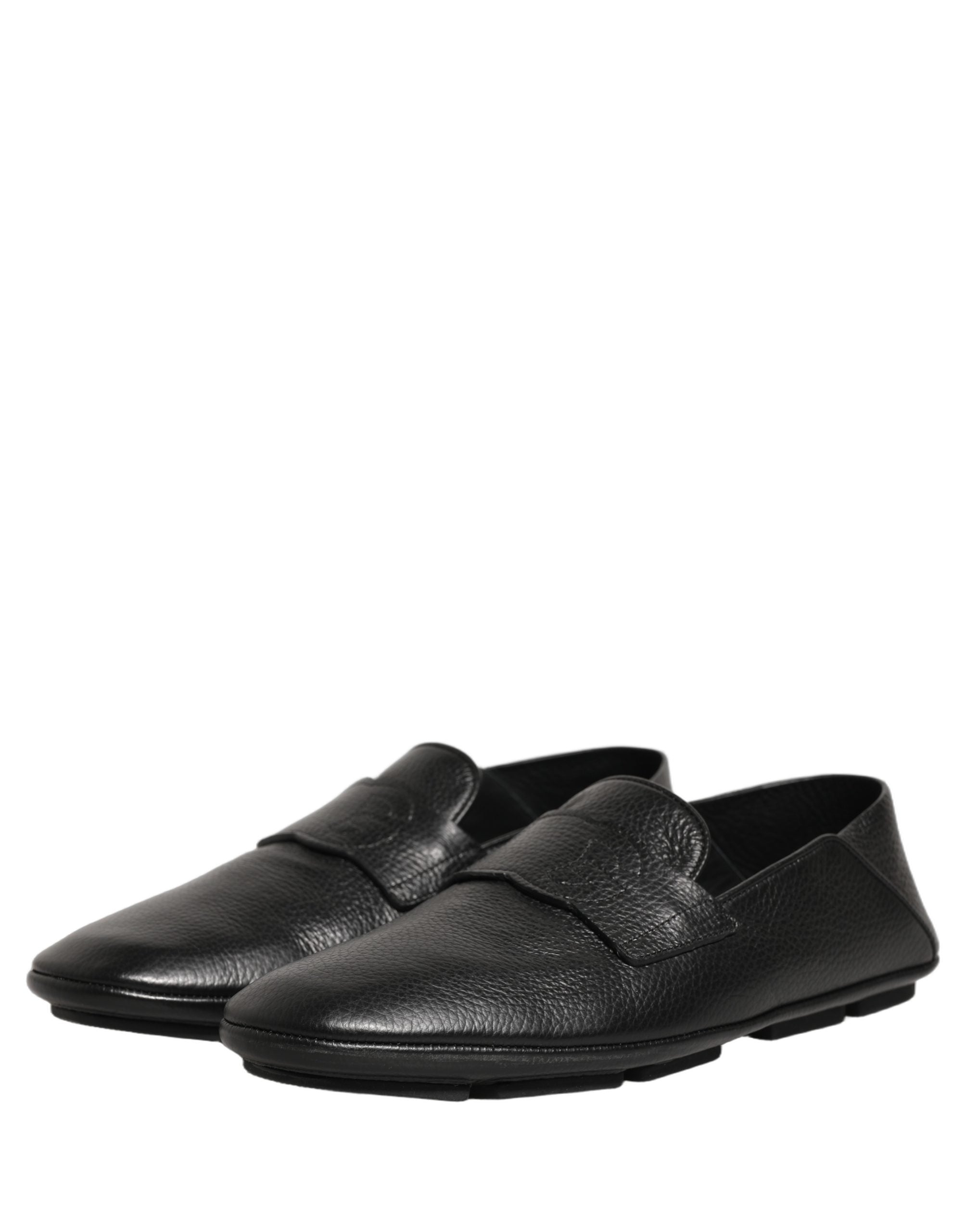 Black Deerskin Leather Driver Loafers Shoes