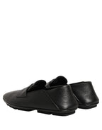 Black Deerskin Leather Driver Loafers Shoes