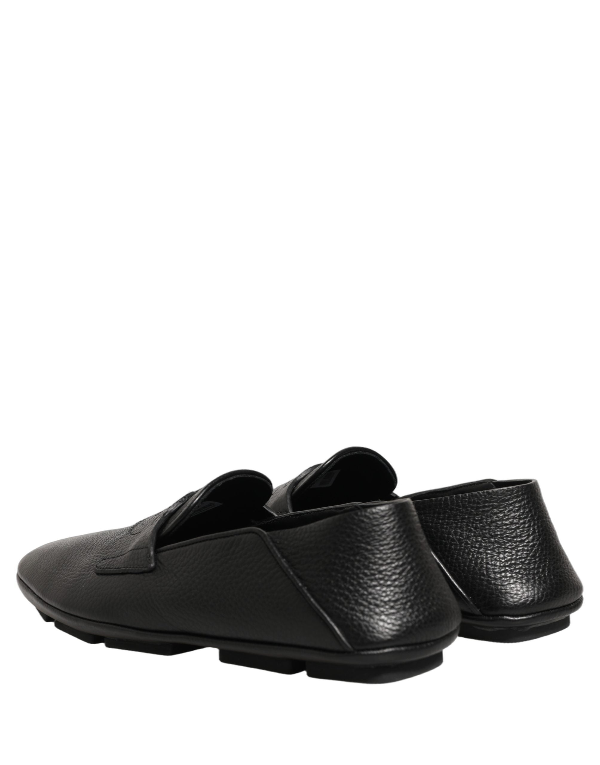 Black Deerskin Leather Driver Loafers Shoes