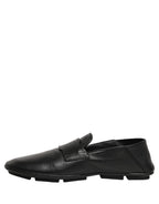 Black Deerskin Leather Driver Loafers Shoes
