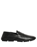 Black Deerskin Leather Driver Loafers Shoes