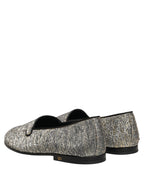 Gray Glitter Lurex DG Logo Dress Loafers Shoes