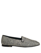 Gray Glitter Lurex DG Logo Dress Loafers Shoes