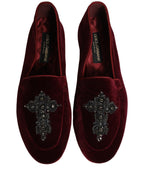 Red Suede Embellished Men Dress Loafers Shoes
