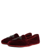 Red Suede Embellished Men Dress Loafers Shoes