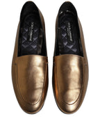 Gold Leather DG Logo Slip On Men Loafers Shoes