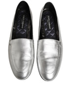 Silver Leather DG Logo Slip On Loafers Shoes