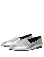 Silver Leather DG Logo Slip On Loafers Shoes