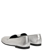 Silver Leather DG Logo Slip On Loafers Shoes