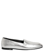 Silver Leather DG Logo Slip On Loafers Shoes