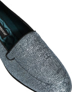 Blue Glitter Lurex DG Logo Dress Loafers Shoes